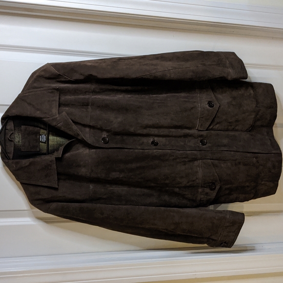 Knightsbridge Heavy Leather Suede Coat Medium - Brown - Picture 1 of 11